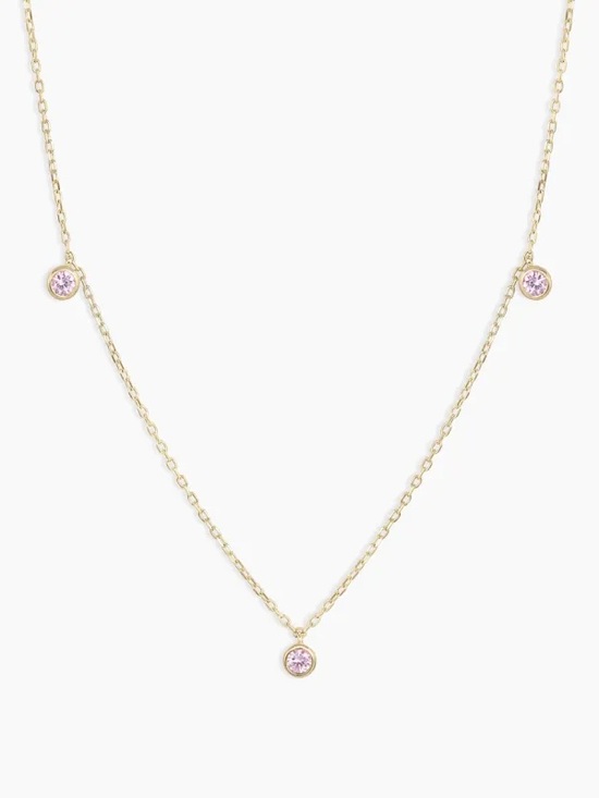 Gorjana Jewelry - 14k Gold Floating Pink Sapphire Stationary Trio Necklace